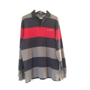 Polo Ralph Lauren Men Striped Cotton Long Sleeve Polo Shirt Size M